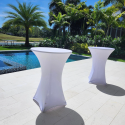 Spandex Cocktail Table Cover - 30in High-Top -White