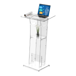 Acrylic Clear Podium Stand with Storage Shelf