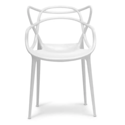 Orbit Modern White Indoor Outdoor chair with open Arms and back rest